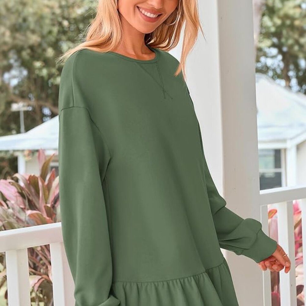 PRETTYGARDEN Womens Fall Patchwork Sweatshirt Dress NEW IN PACKAGE Large